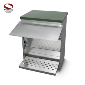 Treadle Chicken feeder open flap